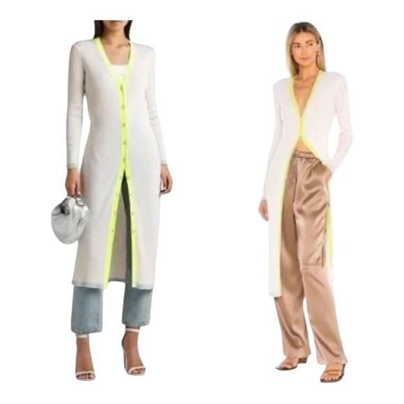 Alice + Olivia Aria Ribbed Long Sleeve Slim Fit Color block Cardigan NWOT - Picture 1 of 11